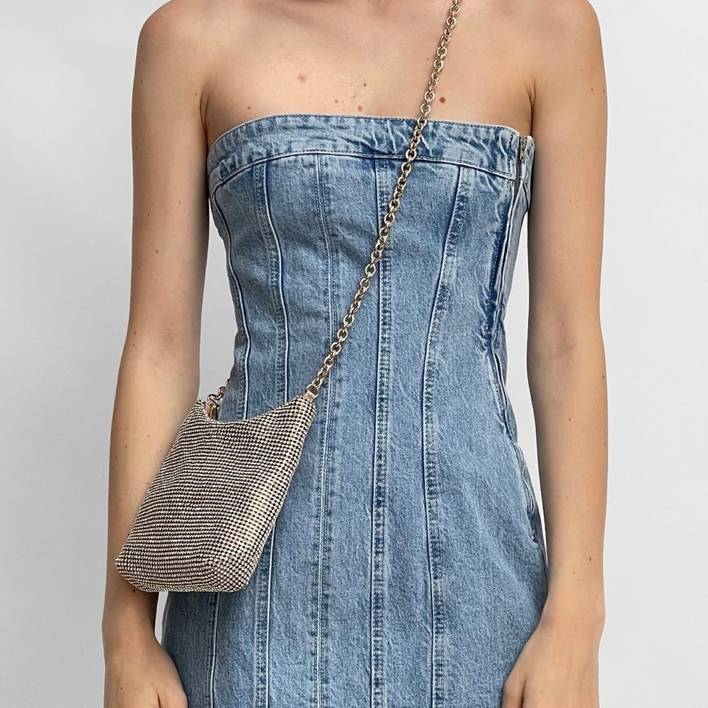 ZARA JEWEL rhinestone CROSSBODY BAG Golden | 6255/010 sparkly diamond bag